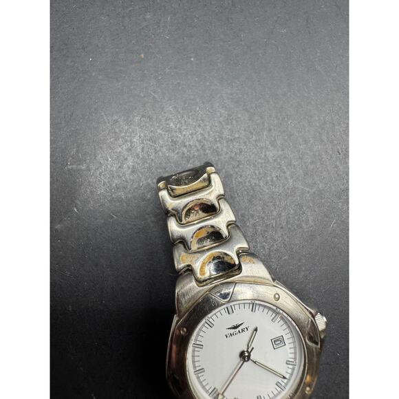 Vagary By Citizen Quartz Men\'s Date Watch 1A10-I0006-1 Silver Tone 29.6mm 6.5\